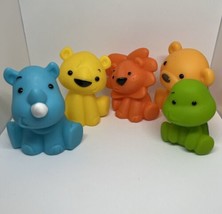 5 Infantino Rubber Bath Tub Toys Animal Lot Lion Turtle Rhino Bear - $11.88