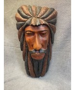Hand Carved Wooden Bearded Jamaican Rastafarian Wall Decor Folk Art KG JD - £97.78 GBP