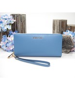 Michael Kors French Blue Zip Around Continental Travel Wallet Wristlet NWT - $138.11