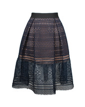 Self-Portrait Pleated Sofia Skirt In Polyester Guipure Lace Women Blue S... - £129.34 GBP