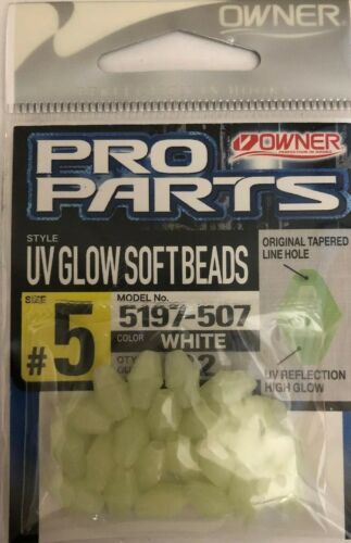 OWNER #5197-507 UV GLOW SOFT BEADS WHITE #5 22 PCS-RARE-BRAND NEW-SHIP N... - $10.77