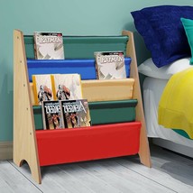 Kids Book Shelf Sling Storage Rack Organizer Bookcase Display Holder Nature - £43.95 GBP