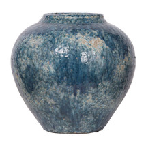 A&amp;B Home 11.6&quot; With Round Lush Blue Glaze Terracotta Indoor/Outdoor Vase - $84.15