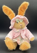 EASTER  Bunny Rabbit HugFun Plush Brown Pink Jacket Hat Dress Jointed Floral - £10.99 GBP