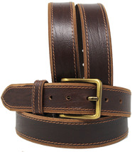 Men&#39;s Casual Jean Full-Grain Brown Leather Belt 26AB09 - $474.98 MXN