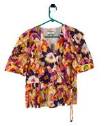 J.Crew Collection Ratti Floral Wrap Blouse Womens L AW532 NWT Cotton Ruf... - $830.12 MXN