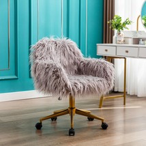 Modern Faux Fur Home Office Chair, Fluffy Chair for Girls, Makeup Vanity... - $156.33