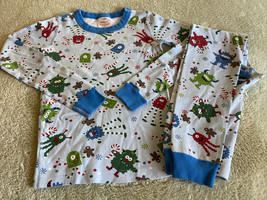 Hanna Andersson Boys Blue Red Monsters Candy Canes Snug Long Sleeve Paja... - $24.50