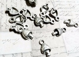 Mushroom Charms Antiqued Silver Miniature Charms Wholesale Lot 25/50/100 - £1.67 GBP+