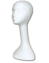 Giell Stryofoam Manniquin 20" Long Neck Wig Head, White - $34.95