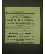1902 Harvard Summer School of Theology Ad - Divinity School of Harvard  - £14.78 GBP