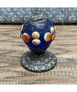 Antique Chinese Hat Button Knob Glass Metal Orange Blue White Unique LG AG - €17,11 EUR