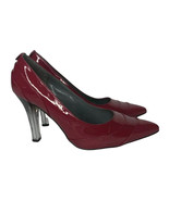 Womens Newport News Scarlett Red Patent Pumps with Clear Heel Size 7 Sty... - $24.74