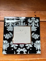 Gently Used Small Black w White Ornate Floral Thick Glass Picture Frame – 5.75 x - £9.02 GBP