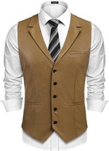 Vest Coat Men Real Lambskin   Classic Button Jacket  Leather Waistcoat Western - £85.95 GBP