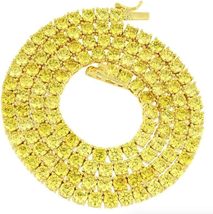 10 Ct Round Yellow Citrine 18 Inches Tennis Unisex Necklace 14k Yellow Gold Over - £319.73 GBP