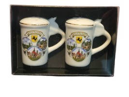 Miniature Stuttgart Germany Souvenir Stein Salt &amp; Pepper Shakers 2 1/4&quot; - £15.82 GBP