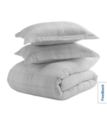 Casual Comfort King Duvet Cover Set Gray Ultra Soft Thatch Pattern Wicking - $49.01
