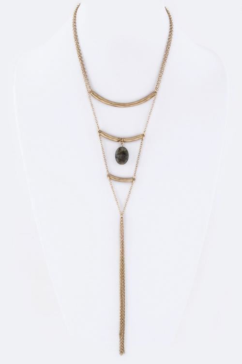 Primary image for Semi Precious Pebble & Chain Tassel Necklace