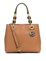 Michael Kors Cynthia Small Leather Satchel, Shoulder Bag $298 Peanut #037 NWT - £150.83 GBP