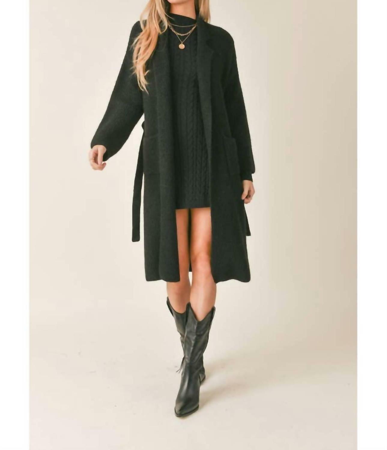 Sage The Label krissy belted sweater duster Black - $61.00