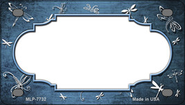 Light Blue White Dragonfly Scallop Oil Rubbed Novelty Mini Metal License Plate T - £11.90 GBP