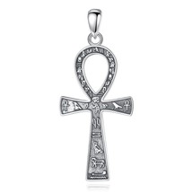 925 Sterling Silver Ancient Egyptian Ankh Cross Necklace for Women Man Fine Bike - £28.21 GBP
