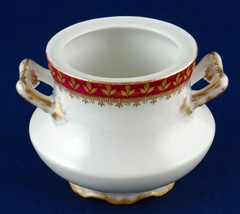 Haviland &amp; Co Limoges Sugar Bowl 17001 Signed Josephine..T..i Gold Leaves on Red - £15.44 GBP