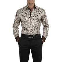 Men Shirt J.Valintin Turkey Usa Egyption Cotton High Collar 3325-1 Brown image 5