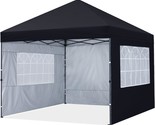 Black 10X10 Mastercanopy Pop Up Canopy Tent With Church Window Sidewalls - $220.97