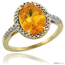 Size 5 - 14k Yellow Gold Diamond Citrine Ring 2.4 ct Oval Stone 10x8 mm, 1/2 in  - £411.64 GBP