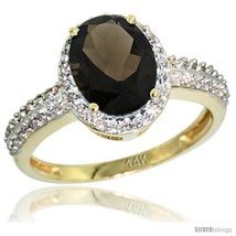 Size 8 - 14k Yellow Gold Diamond Smoky Topaz Ring Oval Stone 9x7 mm 1.76 ct 1/2  - £730.93 GBP