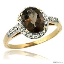 Size 5 - 14k Yellow Gold Diamond Smoky Topaz Ring Oval Stone 8x6 mm 1.17 ct 3/8  - £575.29 GBP