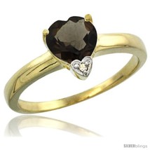 An item in the Jewelry & Watches category: Size 7 - 14K Yellow Gold Natural Smoky Topaz Heart-shape 7x7 Stone Diamond 