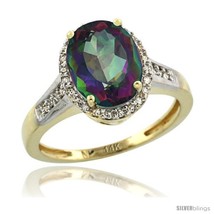 Size 8 - 14k Yellow Gold Diamond Mystic Topaz Ring 2.4 ct Oval Stone 10x8 mm,  - £567.79 GBP