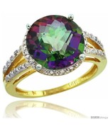 Size 5 - 14k Yellow Gold Diamond Mystic Topaz Ring 5.25 ct Round Shape 1... - £572.89 GBP