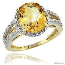 Size 9 - 14k Yellow Gold Diamond Halo Citrine Ring 2.85 Carat Oval Shape 11X9  - £855.34 GBP