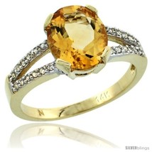 Size 5 - 14k Yellow Gold and Diamond Halo Citrine Ring 2.4 carat Oval shape  - £480.62 GBP
