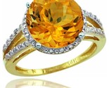 14k yellow gold diamond citrine ring 5.25 ct round shape 11 mm 12 in wide thumb155 crop