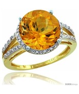 Size 5 - 14k Yellow Gold Diamond Citrine Ring 5.25 ct Round Shape 11 mm,... - £571.57 GBP