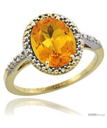 Size 6 - 14k Yellow Gold Diamond Citrine Ring 2.4 ct Oval Stone 10x8 mm,... - £406.98 GBP