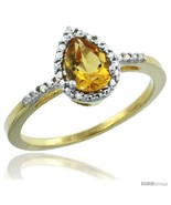 Size 6 - 14k Yellow Gold Diamond Citrine Ring 0.59 ct Tear Drop 7x5 Ston... - £326.37 GBP
