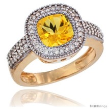 Size 6 - 14k Yellow Gold Ladies Natural Citrine Ring Cushion-cut 3.5 ct. 7x7  - £860.92 GBP