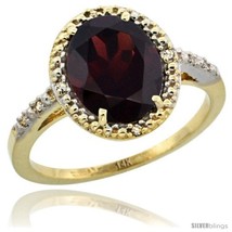 Size 5 - 14k Yellow Gold Diamond Garnet Ring 2.4 ct Oval Stone 10x8 mm, 1/2 in  - £445.21 GBP