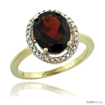Size 10 - 14k Yellow Gold Diamond Garnet Ring 2.4 ct Oval Stone 10x8 mm, 1/2 in  - £506.78 GBP