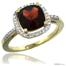 Size 5.5 - 14k Yellow Gold Ladies Natural Garnet Ring Cushion-cut 3.8 ct. 8x8  - £522.62 GBP