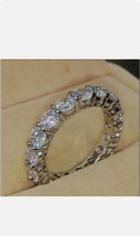2Ct Rund Geschliffen Künstlicher Diamant Ewigkeit Ehering 14k Weiß Vergoldet - £72.56 GBP