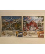 MASTER PIECES Collection Harborside Carolers + Country Christmas 1000 Pc... - £27.29 GBP