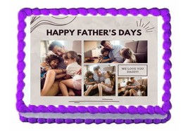 Custom Father&#39;s Day Personal Photo Collage Image Edible Cake Topper Frosting She - $9.47