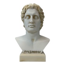 Alexander the Great Head Bust Greek Cast Marble Statue Sculpture Patina Aged - $116.88